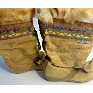 Vintage Tecnica Navajo Apre Ski Fur Boots Made in Italy EU 39 US 8 Rainbow